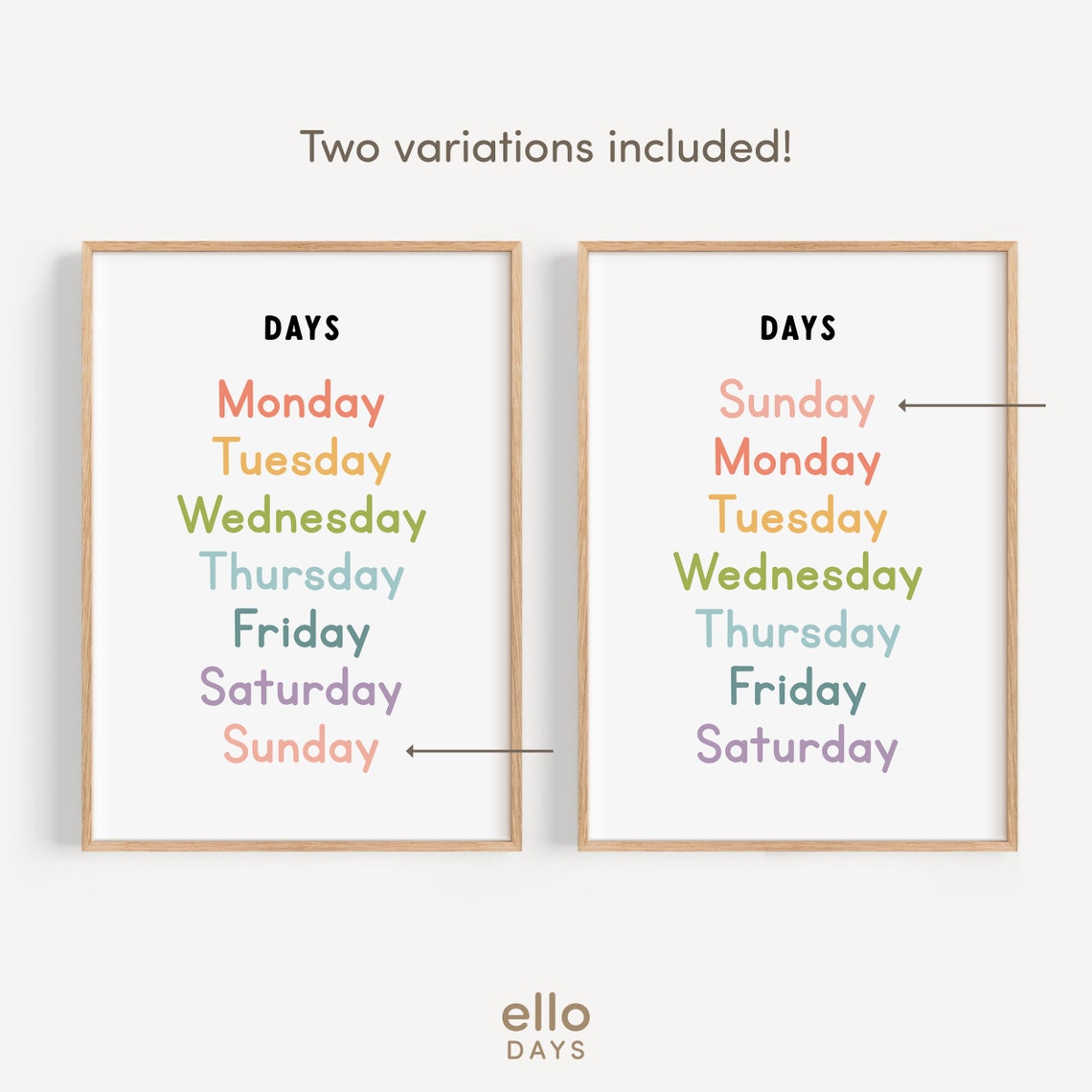 Days Of The Week Chart Rainbow Letters Kids Classroom Poster - Image 3