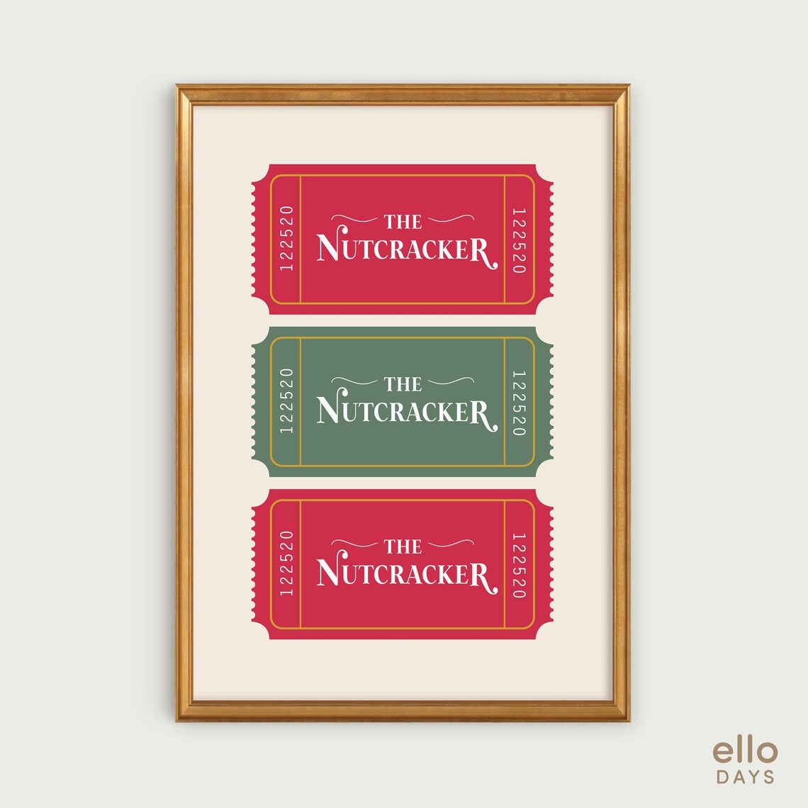The Nutcracker Vintage Ticket Trio Ballet Holiday Christmas Poster