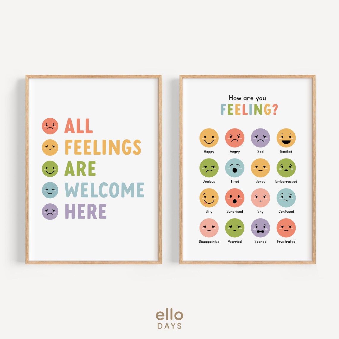 All Feelings Are Welcome Emoji Face Rainbow Text Quote Poster - Image 4