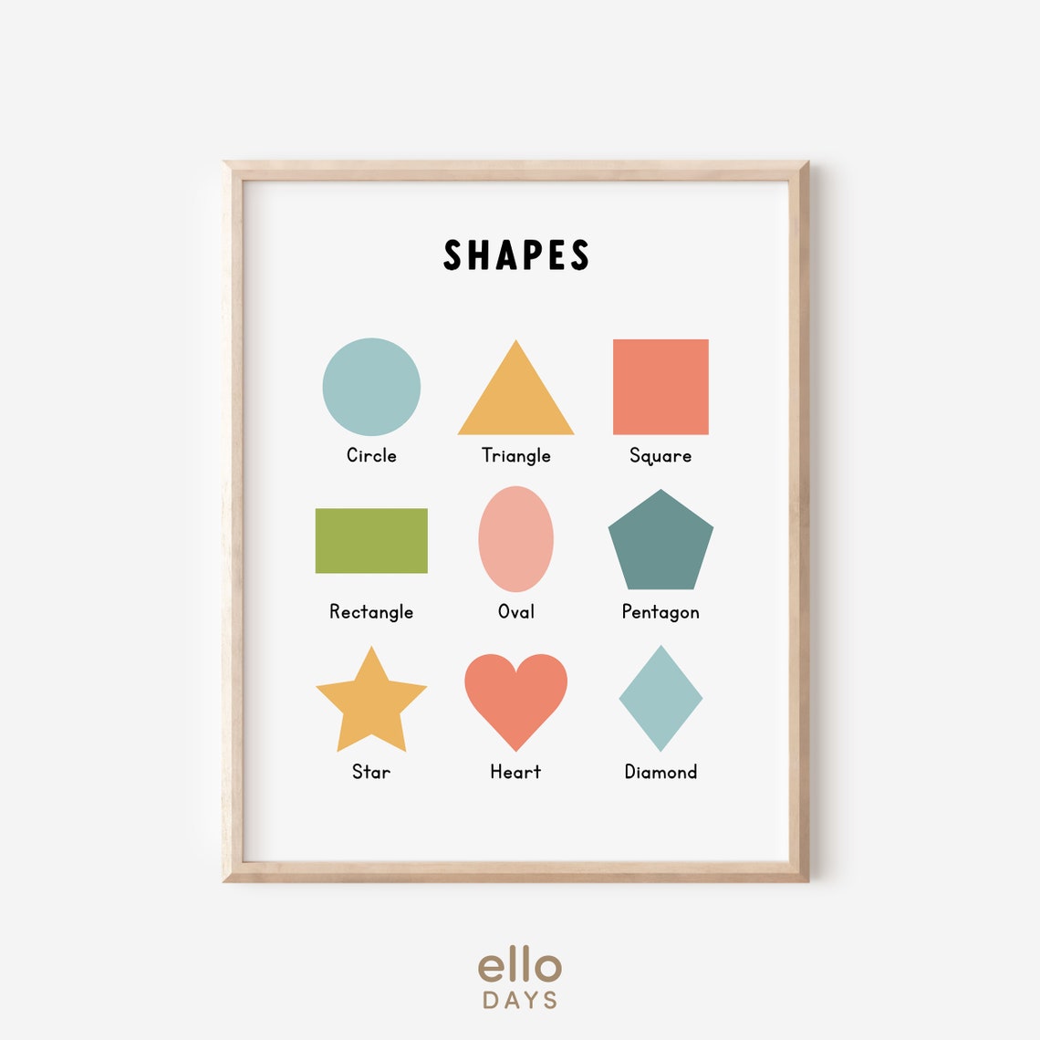 Colorful Basic Shapes Toddler Learning Educational Chart Poster - Image 4