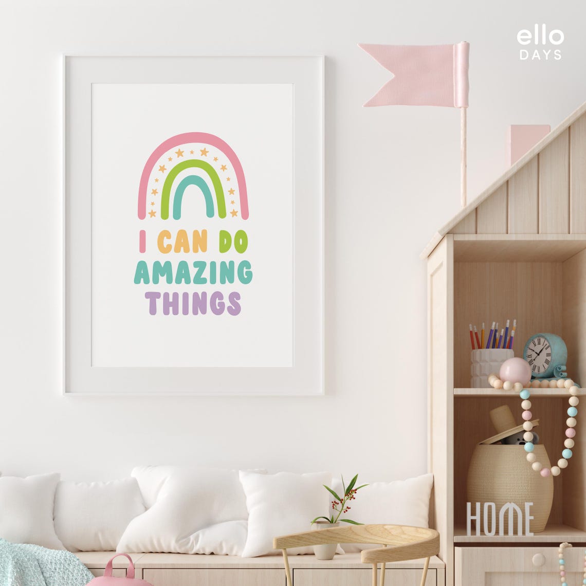I Can Do Amazing Things Rainbow Kids Affirmation Quote Poster - Image 3