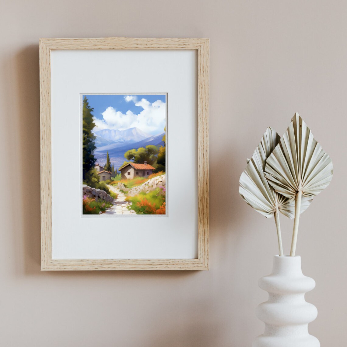 Mount Olympus Foothills Stone Cottages with Wildflowers Poster - Image 2