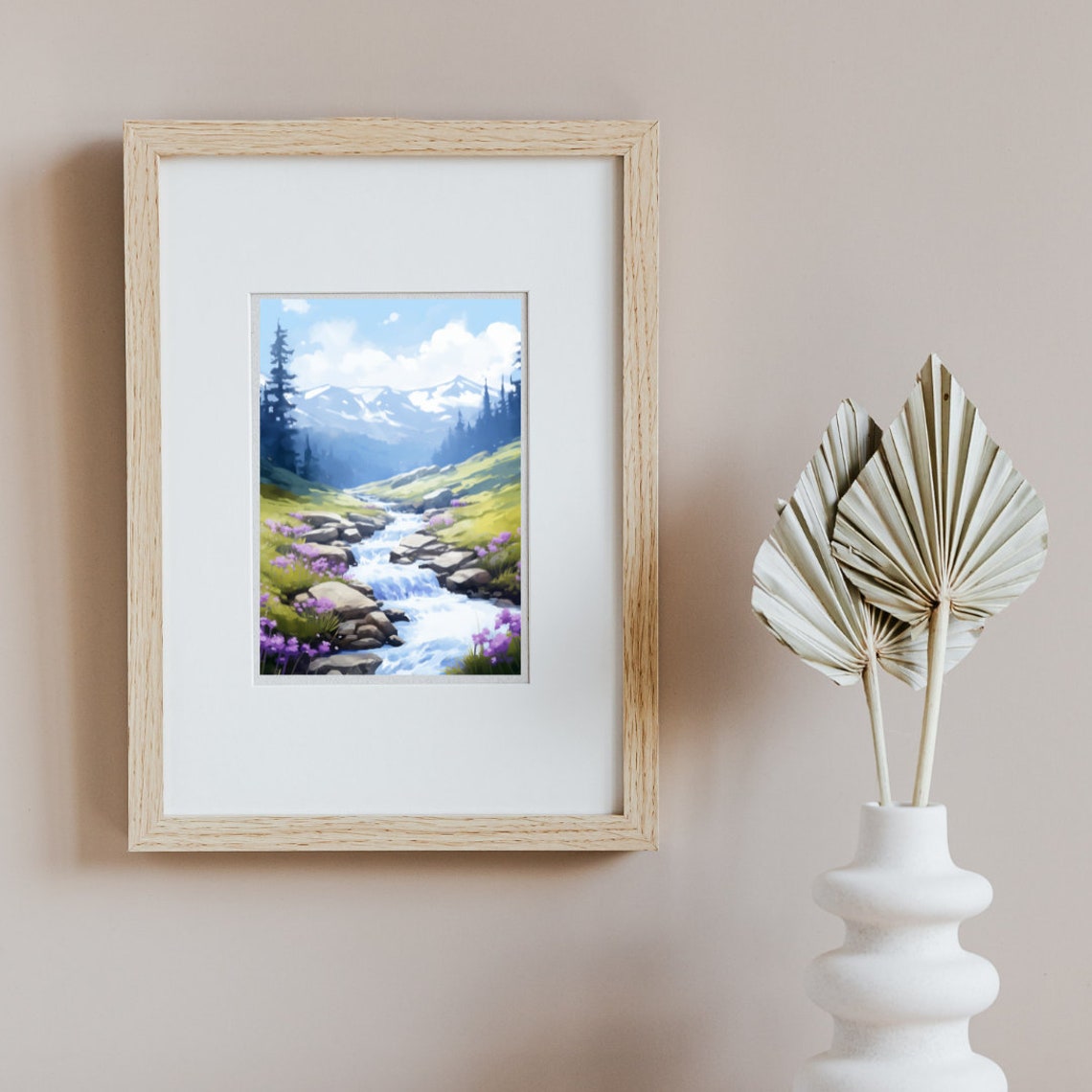 Rila Mountains Spring Stream Through Wildflowers Snowy Peaks Poster - Image 2