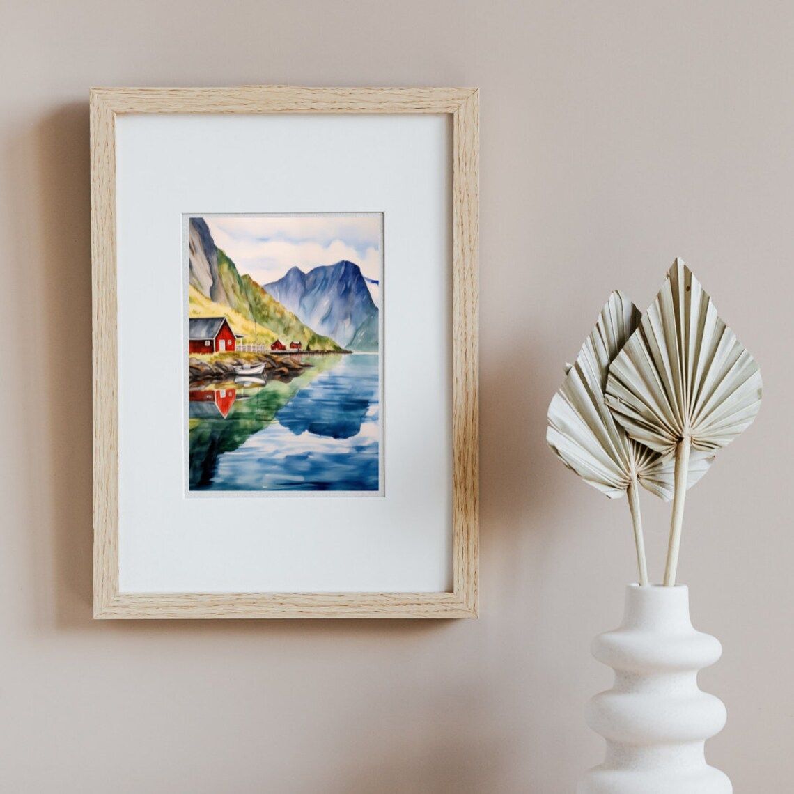 Lofoten Islands Watercolor Travel Poster, Norway - Image 3