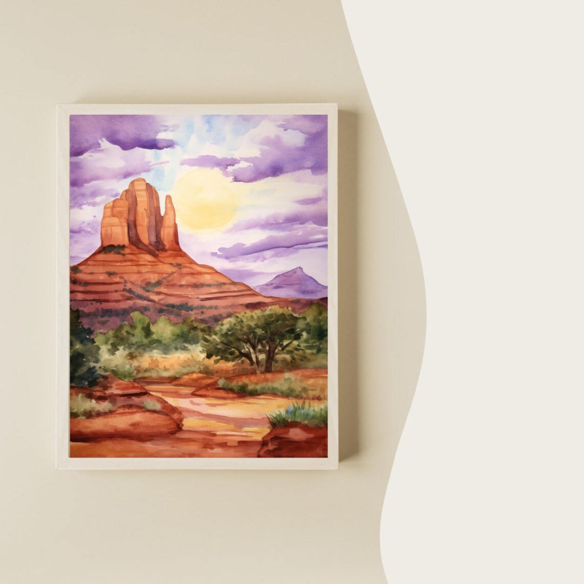Sedona Red Rock Butte Glowing at Sunset Arizona Desert Poster - Image 2