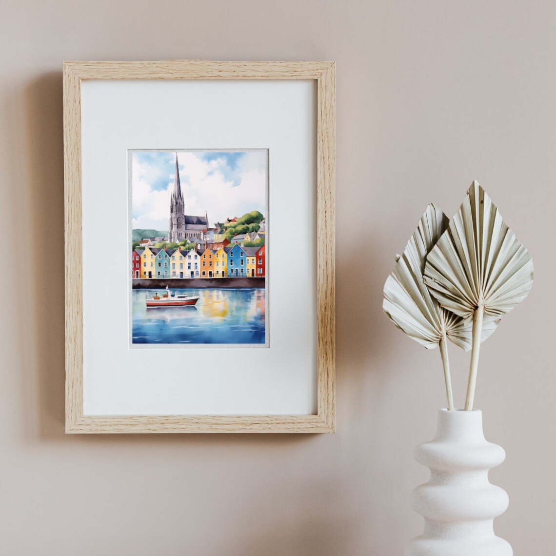 Cobh Watercolor Ireland Harbor Coastal Cityscape Travel Poster - Image 2