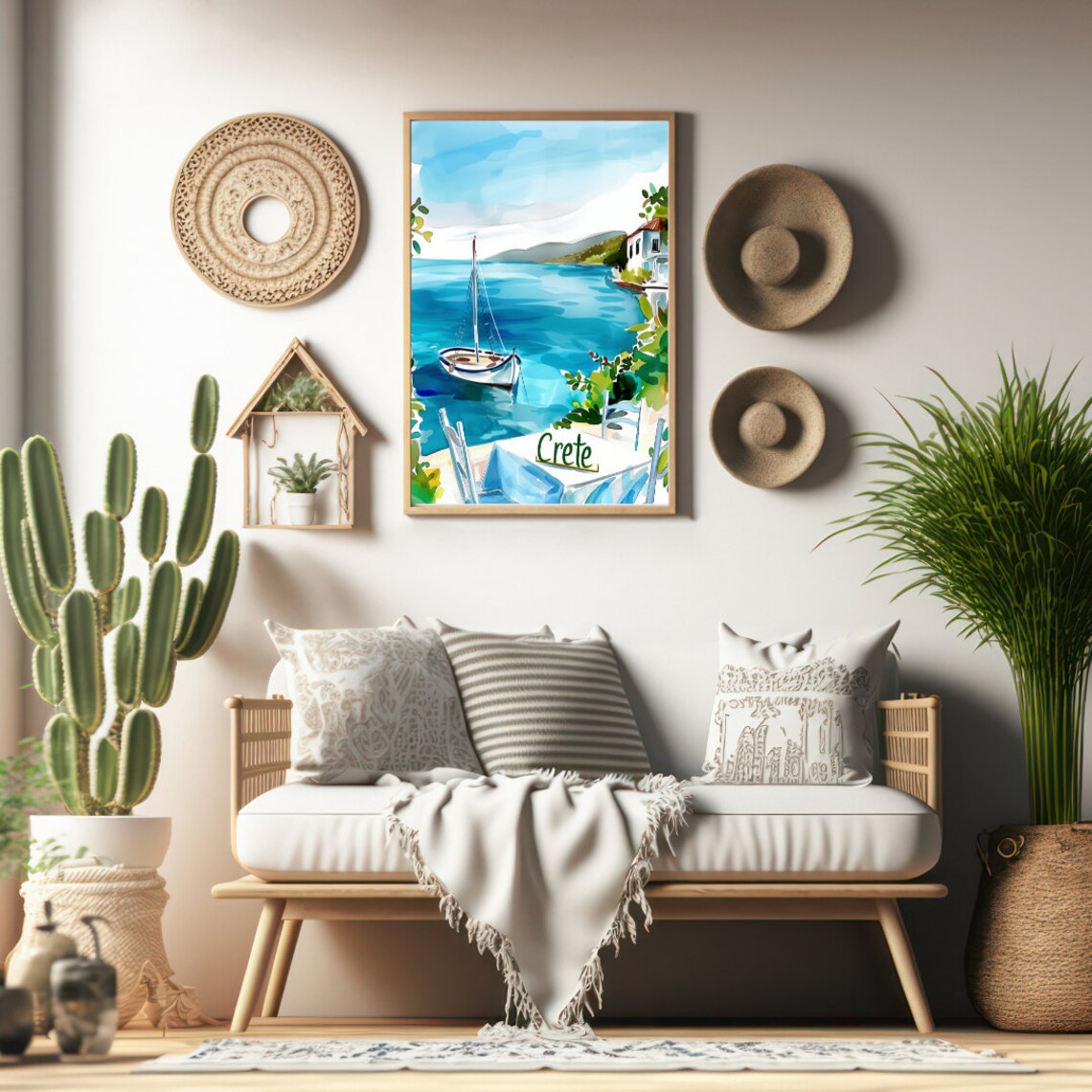 Crete Watercolor Travel Poster, Greek Island View - Image 2