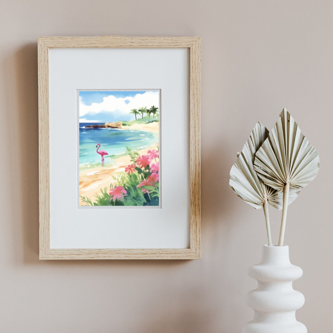 Aruba Flamingo Beach Watercolor Travel Poster - Image 2