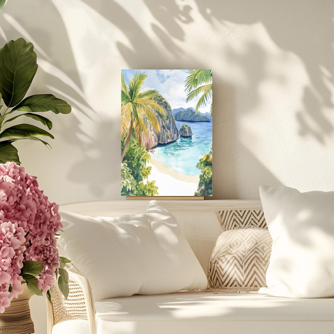 El Nido Palawan Philippines Tropical Cove Watercolor Travel Poster
