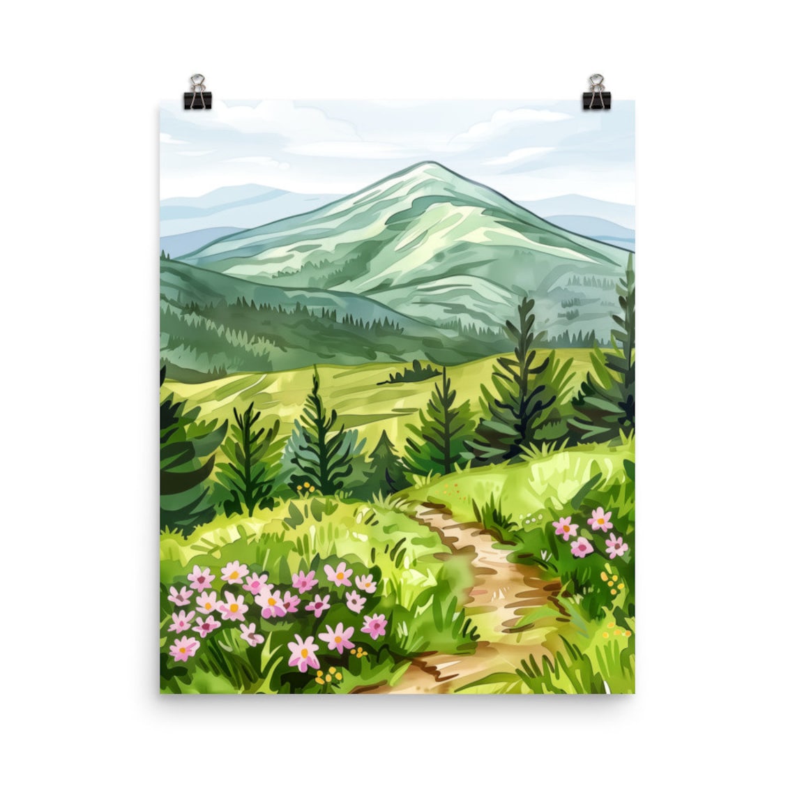 Roan Mountain Watercolor Print, North Carolina Travel Poster