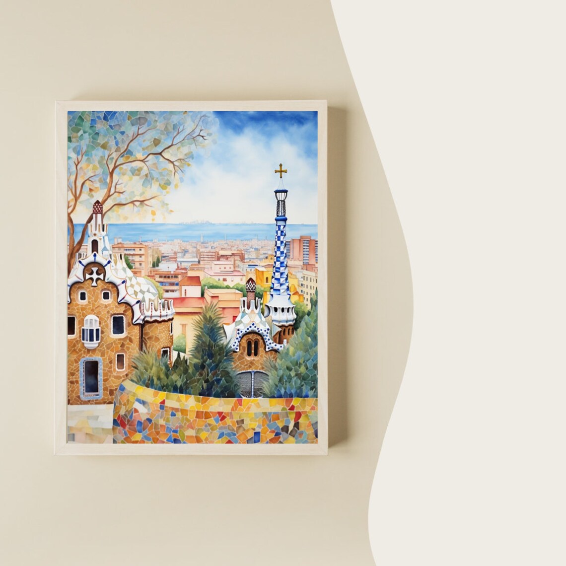 Barcelona Watercolor Art Print, Catalonia Cityscape - Image 3