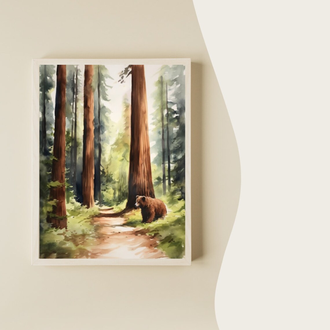 Redwood National Park Watercolor Art Print, Travel Poster - Image 2