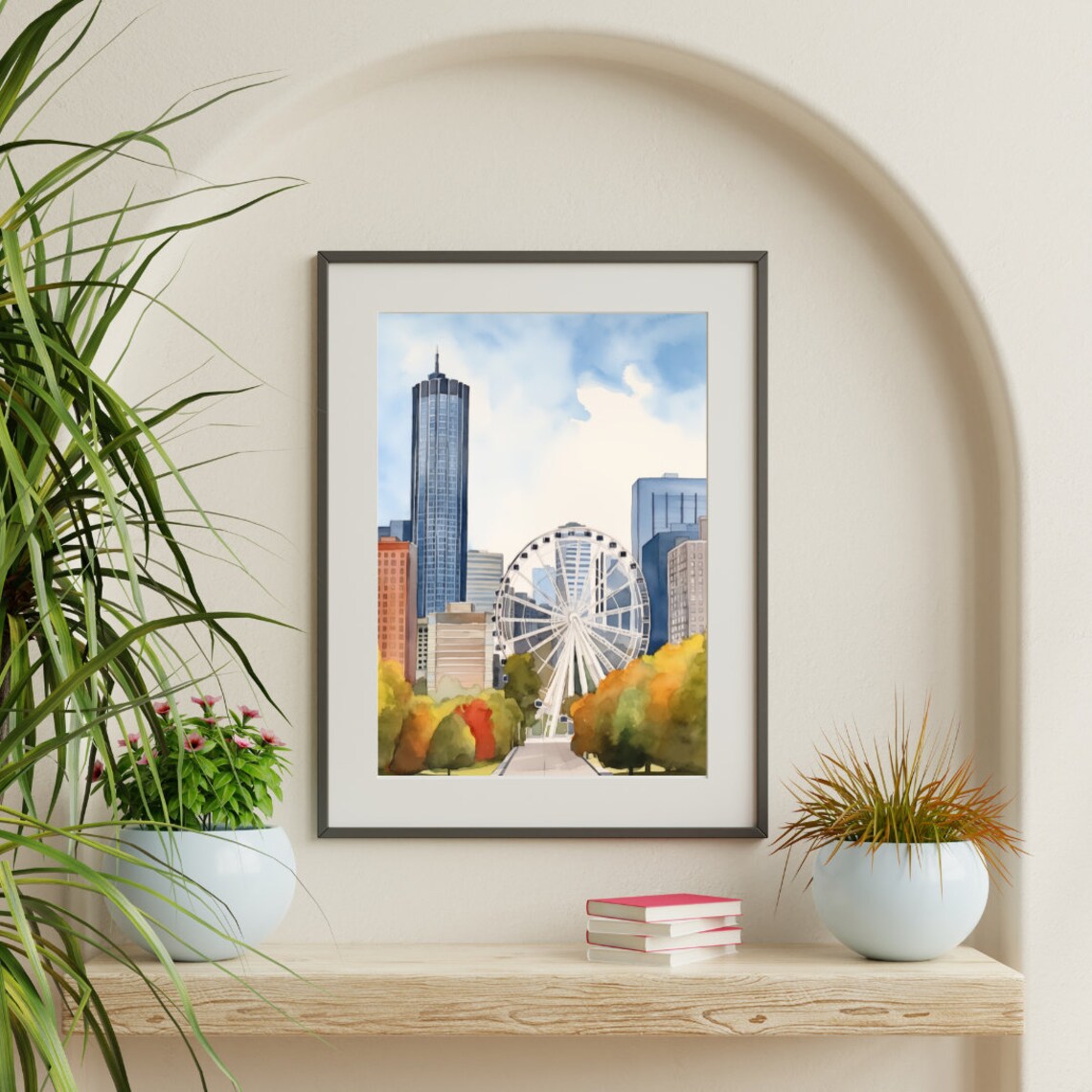 Atlanta Watercolor Skyline Travel Poster, Georgia Art - Image 3