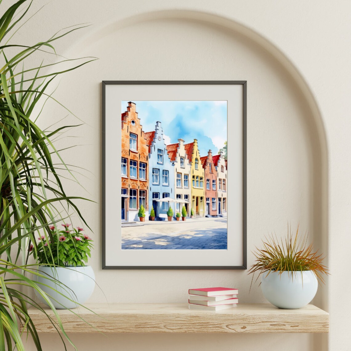 Bruges Watercolor Travel Poster, Belgium Cityscape - Image 3