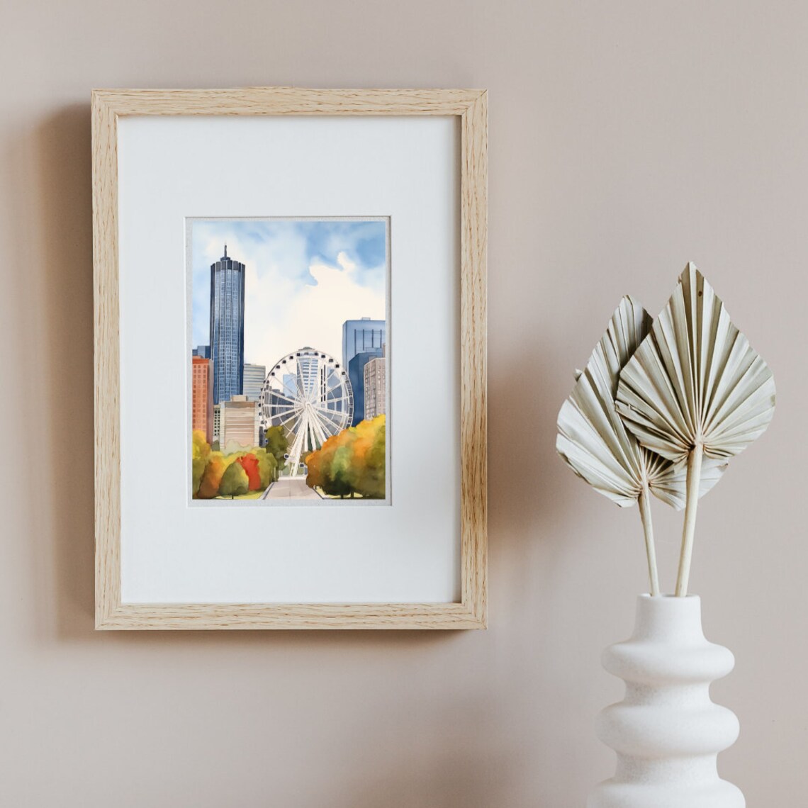 Atlanta Watercolor Skyline Travel Poster, Georgia Art - Image 2