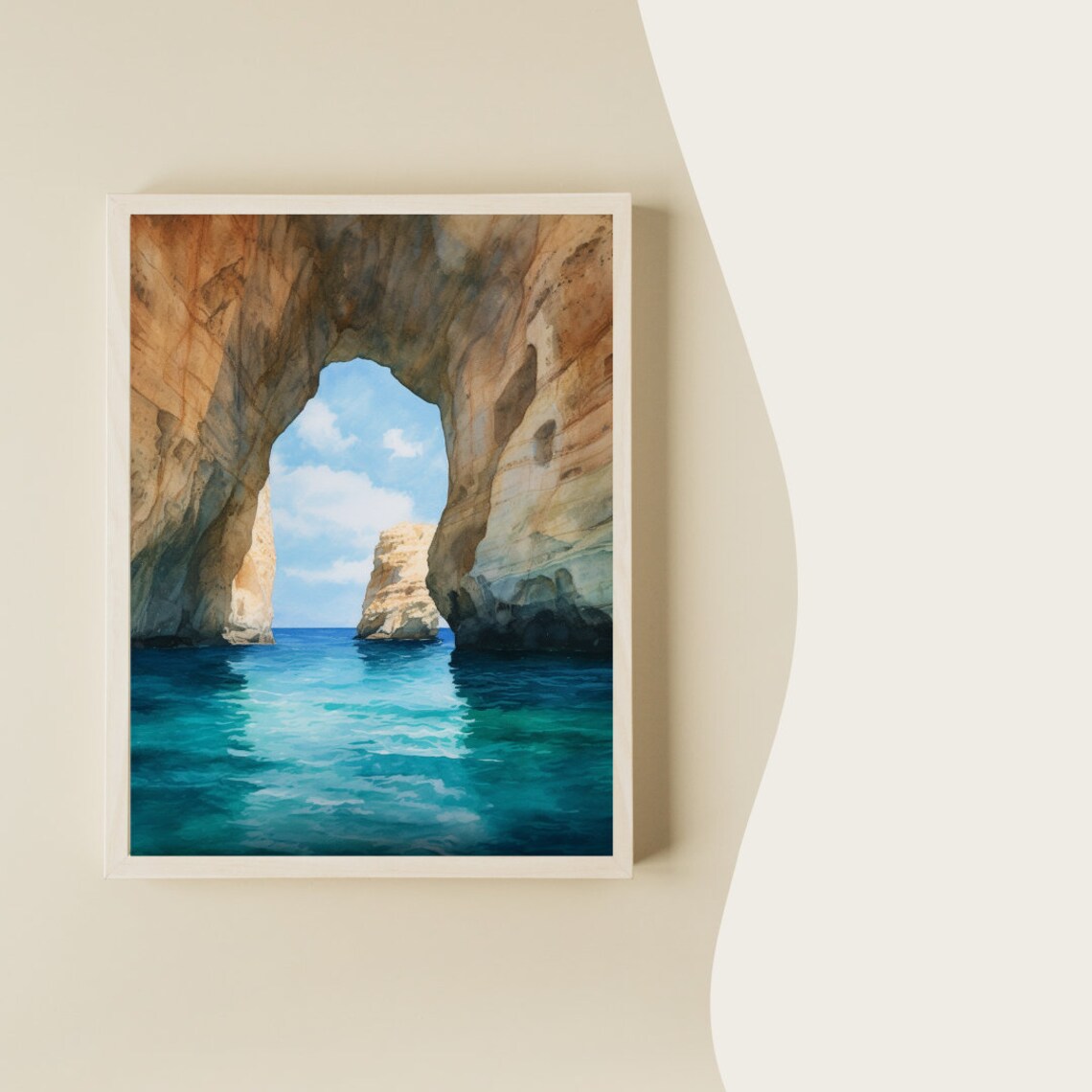 Milos Watercolor Travel Poster, Aegean Sea Greece - Image 2