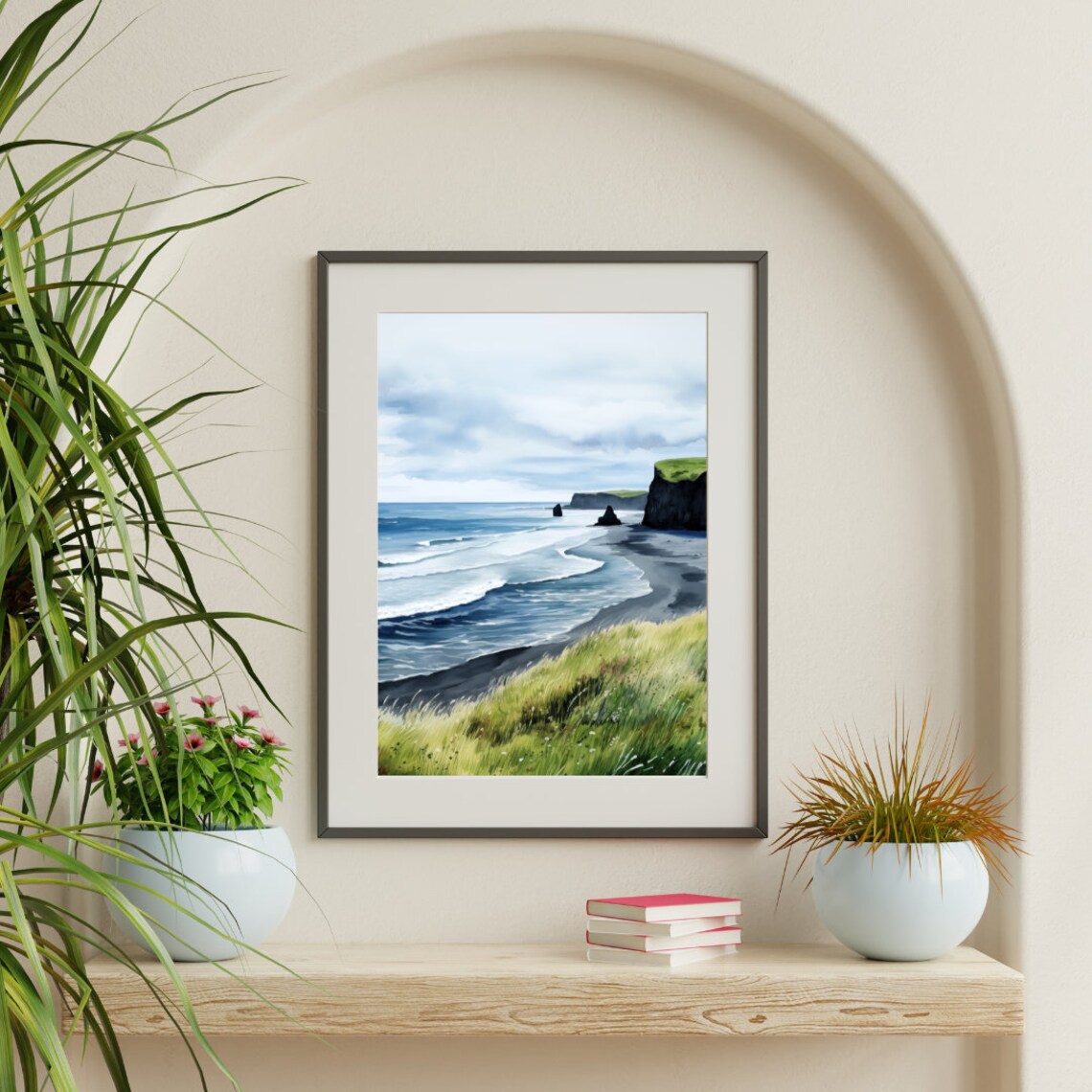 Reynisfjara Watercolor Travel Poster, Iceland Landscape - Image 3