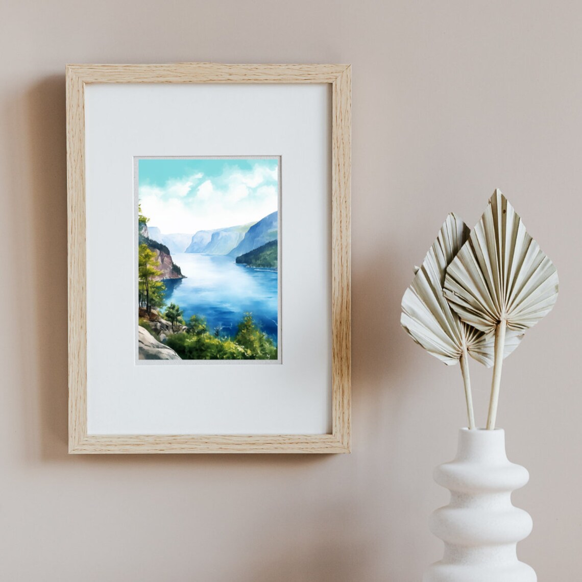 Stegastein Norway Fjord Panorama from the Viewpoint Watercolor Poster - Image 2