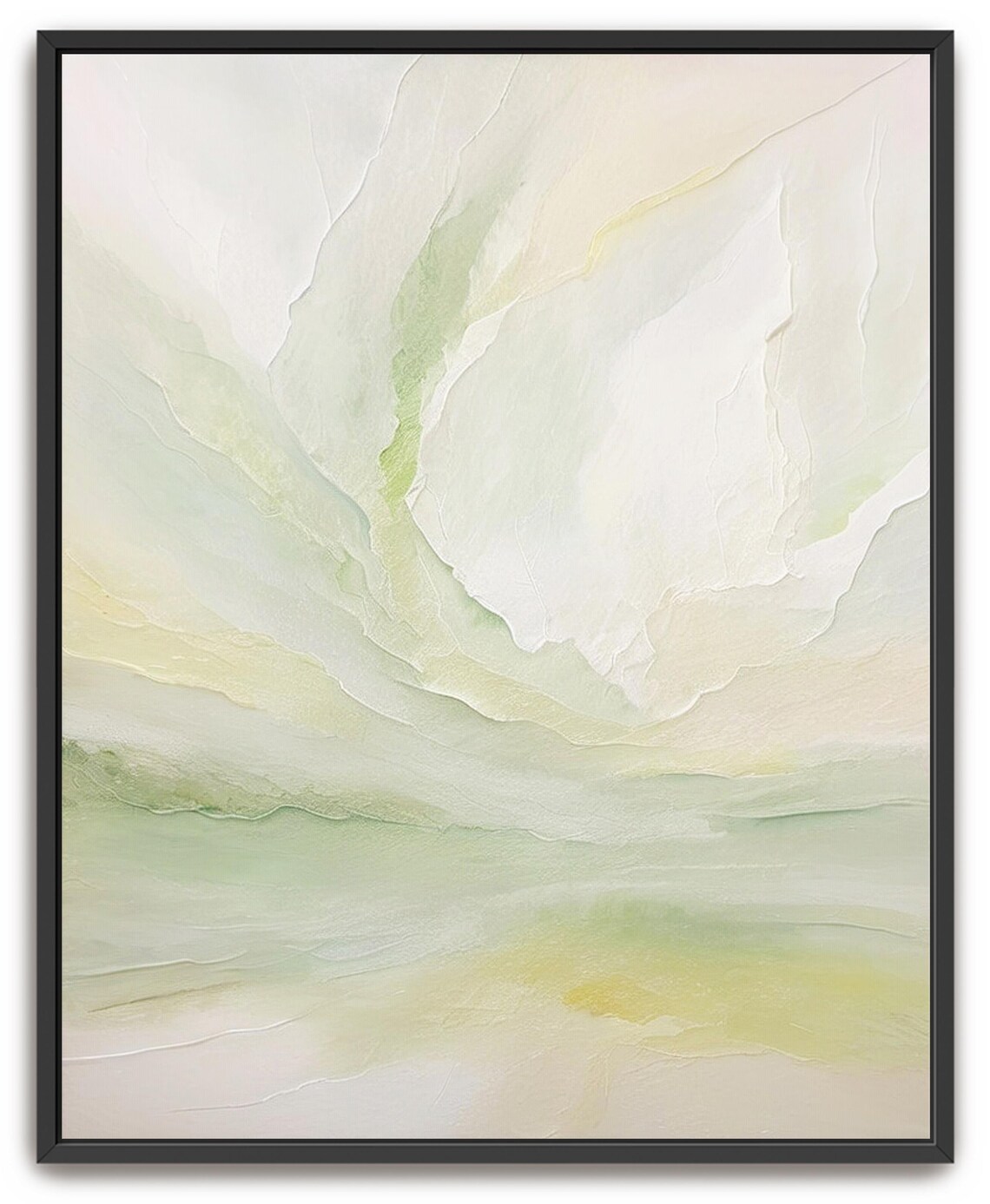 Olive Green Pastel Neutral Abstract Landscape Textured Art Poster - Image 5