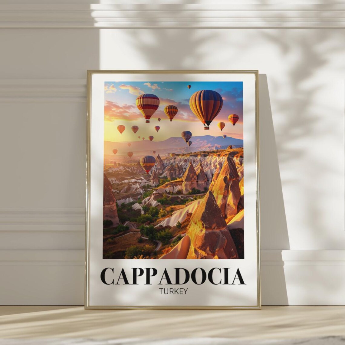 Cappadocia Turkey Hot Air Balloons Fairy Chimneys Sunrise Poster