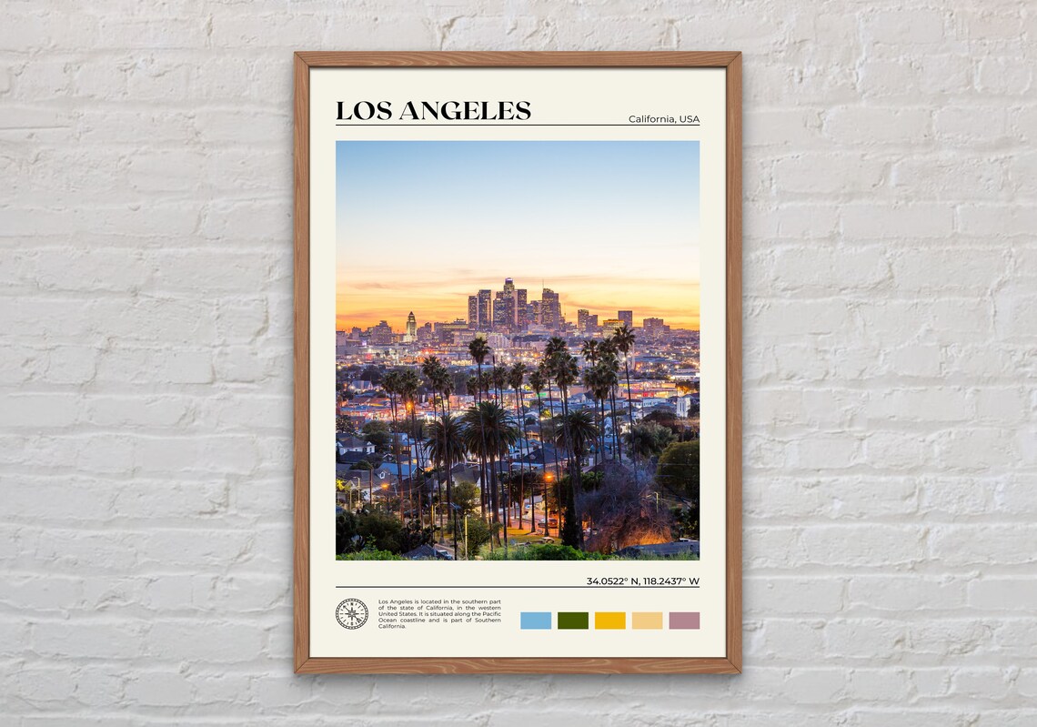 Los Angeles Real Photo Poster, California Travel Print