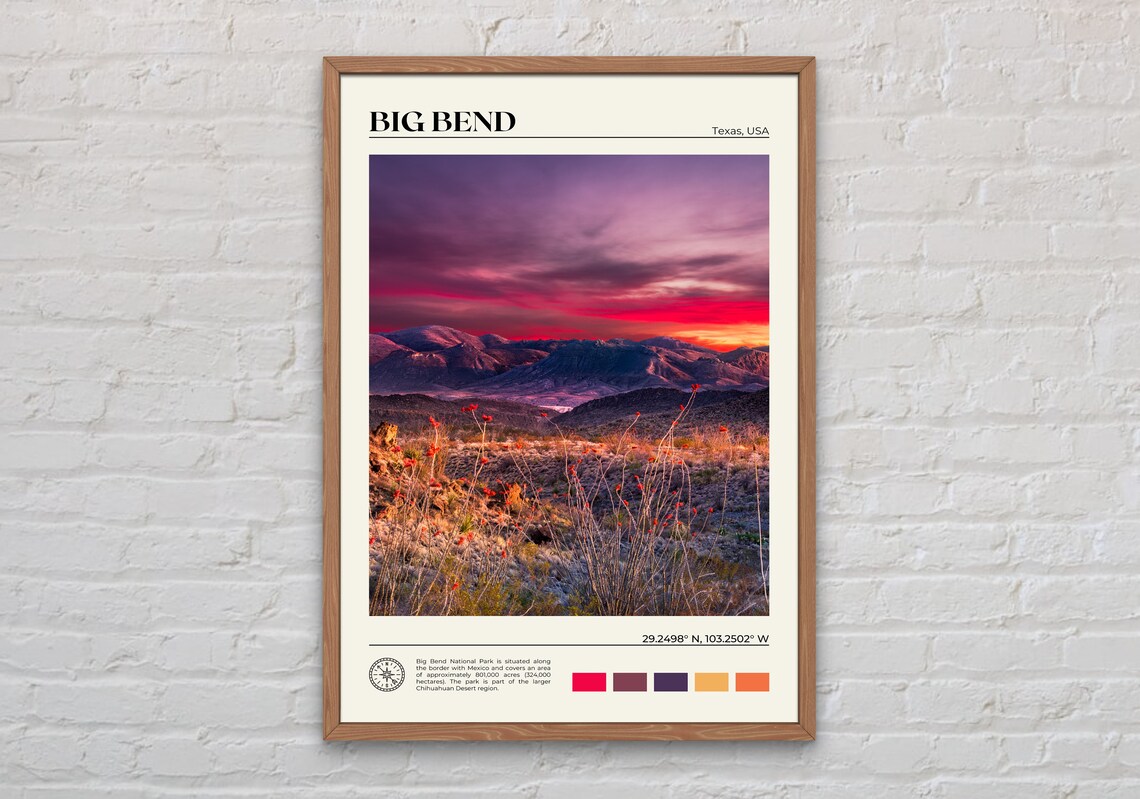 Big Bend National Park Travel Poster, Texas USA