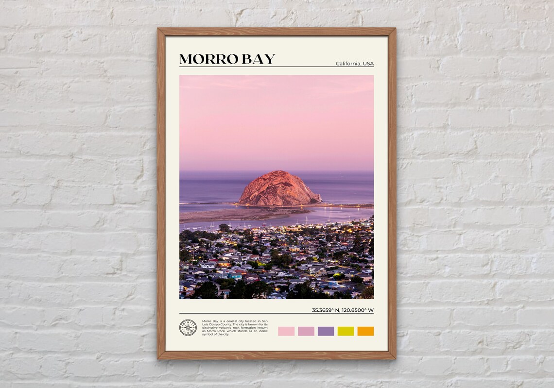 Morro Bay Travel Poster, USA Wall Art Print