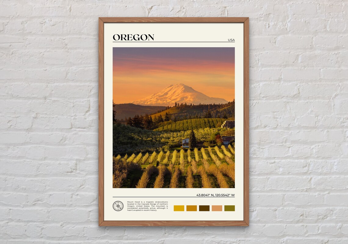 Oregon Travel Poster, Real Photo Wall Art