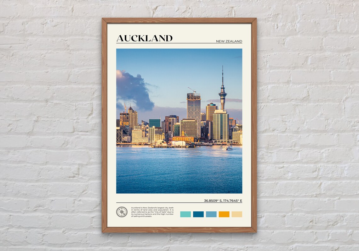 Auckland New Zealand Travel Poster, Wall Decor