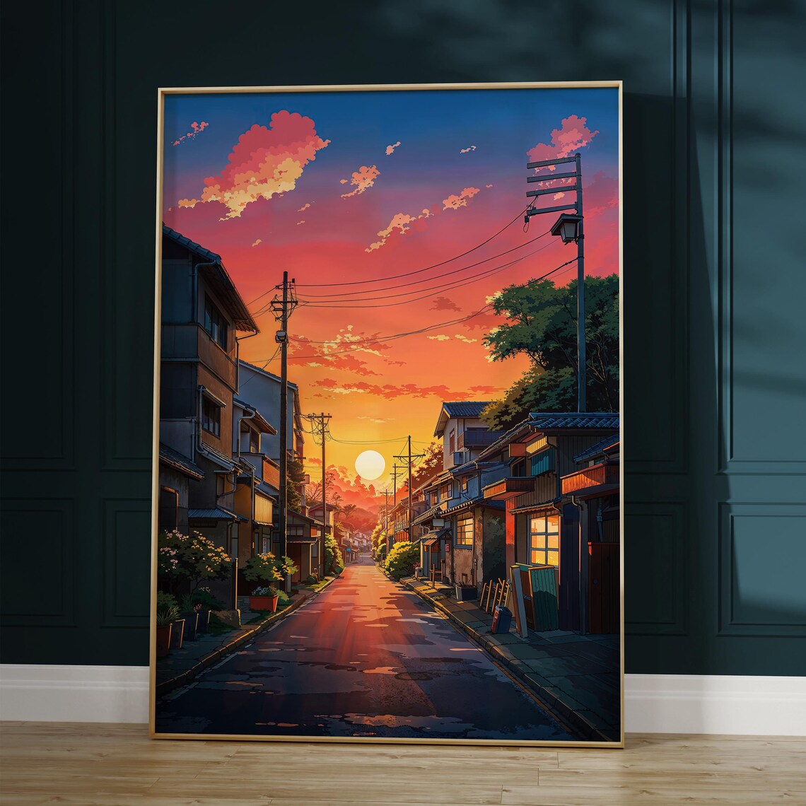 Anime Cityscape Art Print, Lofi Vibrant City View