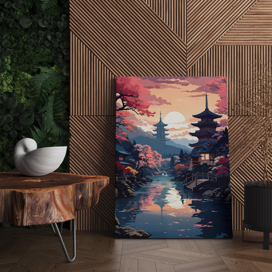 Kyoto Sakura Sunset Lofi Japanese Art Print
