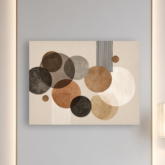 Geometric Shapes Canvas Wall Art Modern Minimalist Abstract Decor Neutral Toned Home Accent