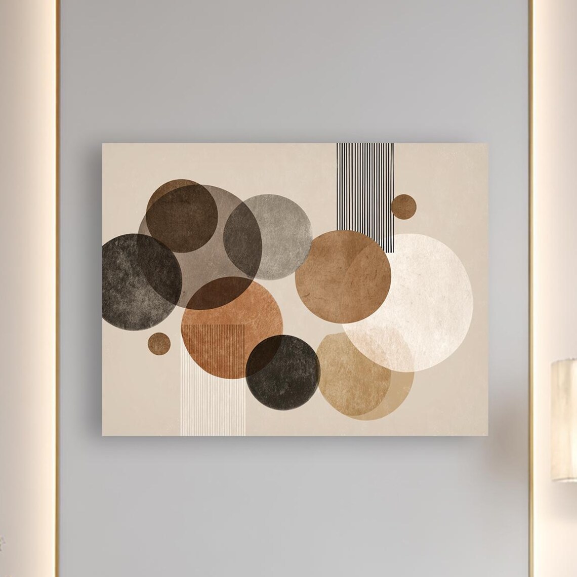 Geometric Shapes Canvas Wall Art Modern Minimalist Abstract Decor Neutral Toned Home Accent