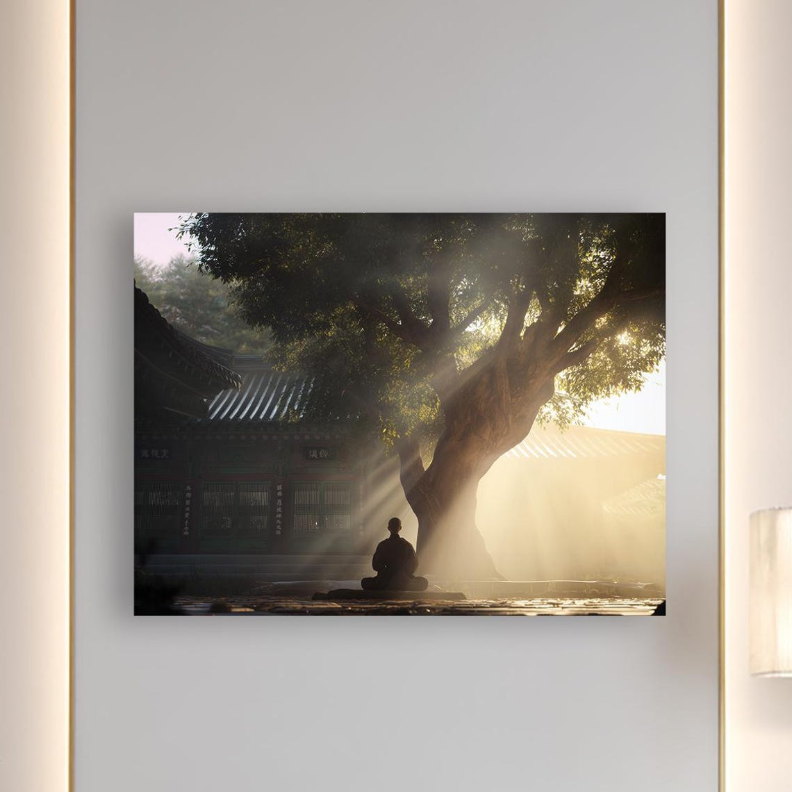 Zen Sunrise Meditation Canvas Wall Art Peaceful Asian Inspired Decor
