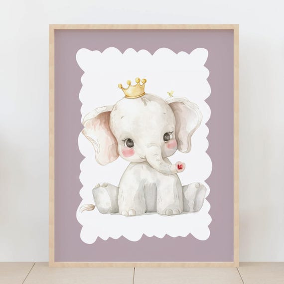 Baby Elephant Art Print, Safari Jungle Nursery Decor