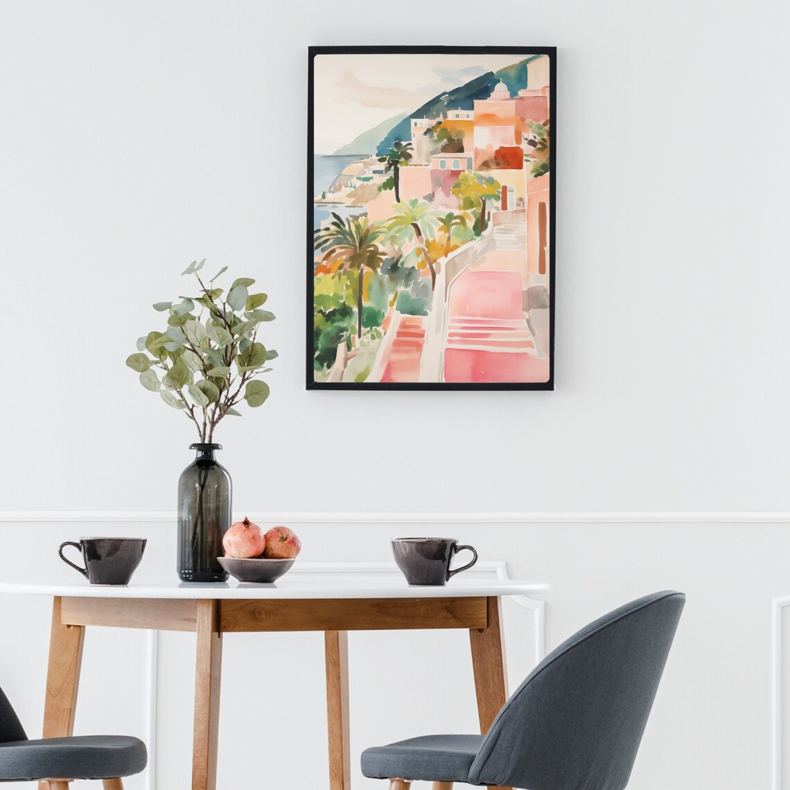 Amalfi Coast Positano Travel Poster, Watercolor Art Print - Image 2