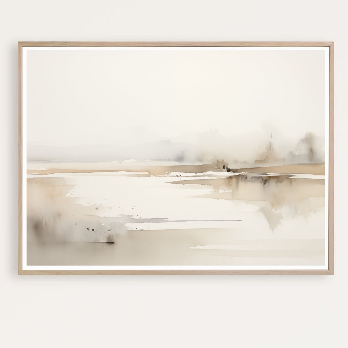 Abstract Lake Painting Abstract Landscape Minimalist Print Neutral Wall Art