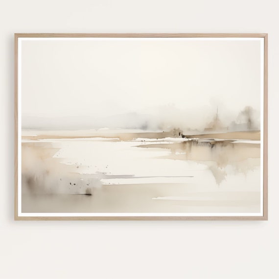 Abstract Lake Painting Abstract Landscape Minimalist Print Neutral Wall Art