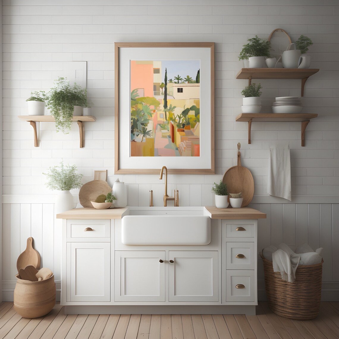 Mallorca Spain Pastel Old Town Village Street Watercolor Poster - Image 2