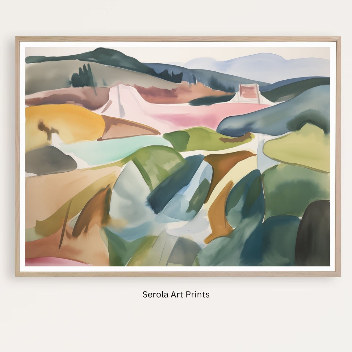 Abstract Mountain Landscape Modern Art Abstract Landscape Painting Colorful Watercolor Print Instant