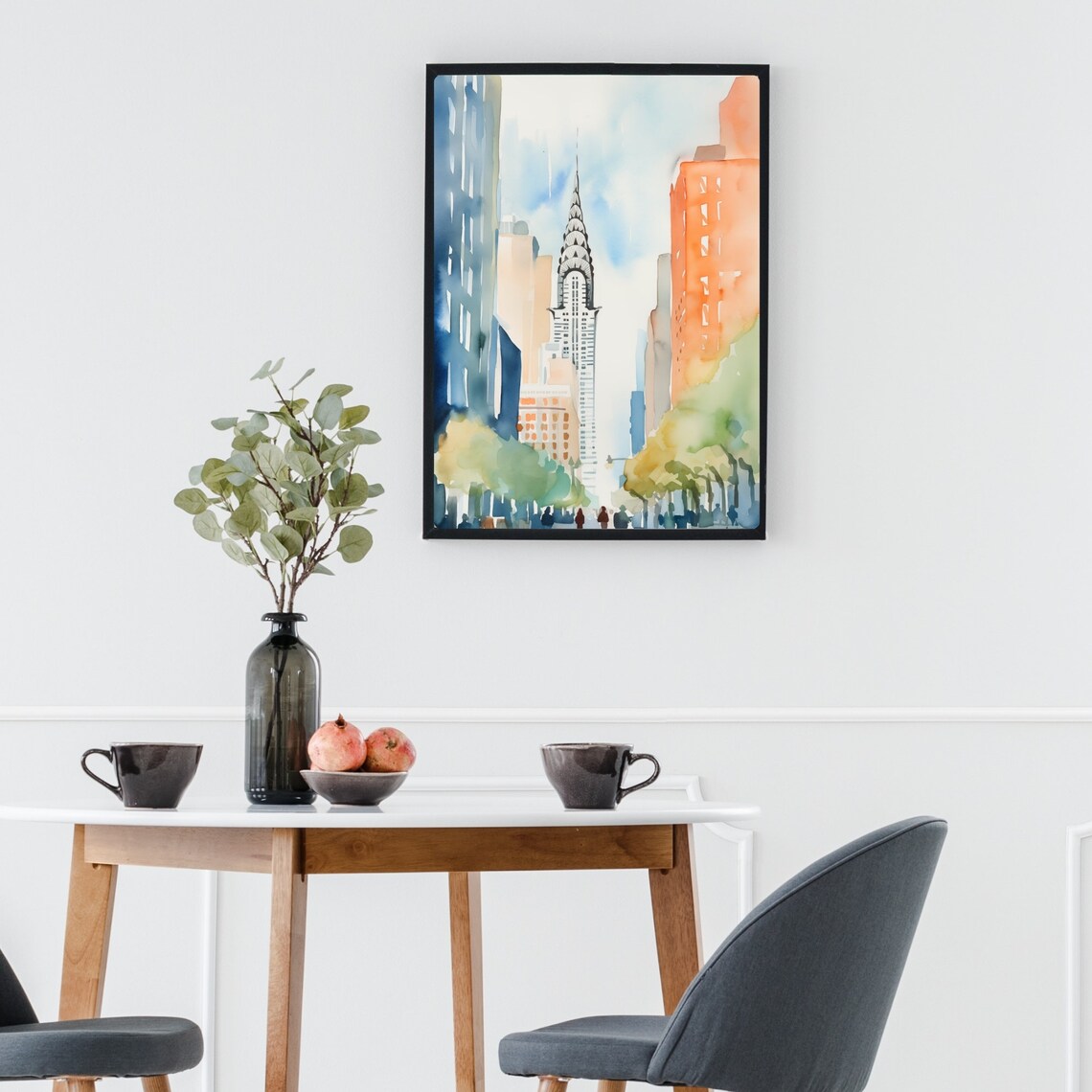 New York City Chrysler Building Street Watercolor Travel Poster - Image 2