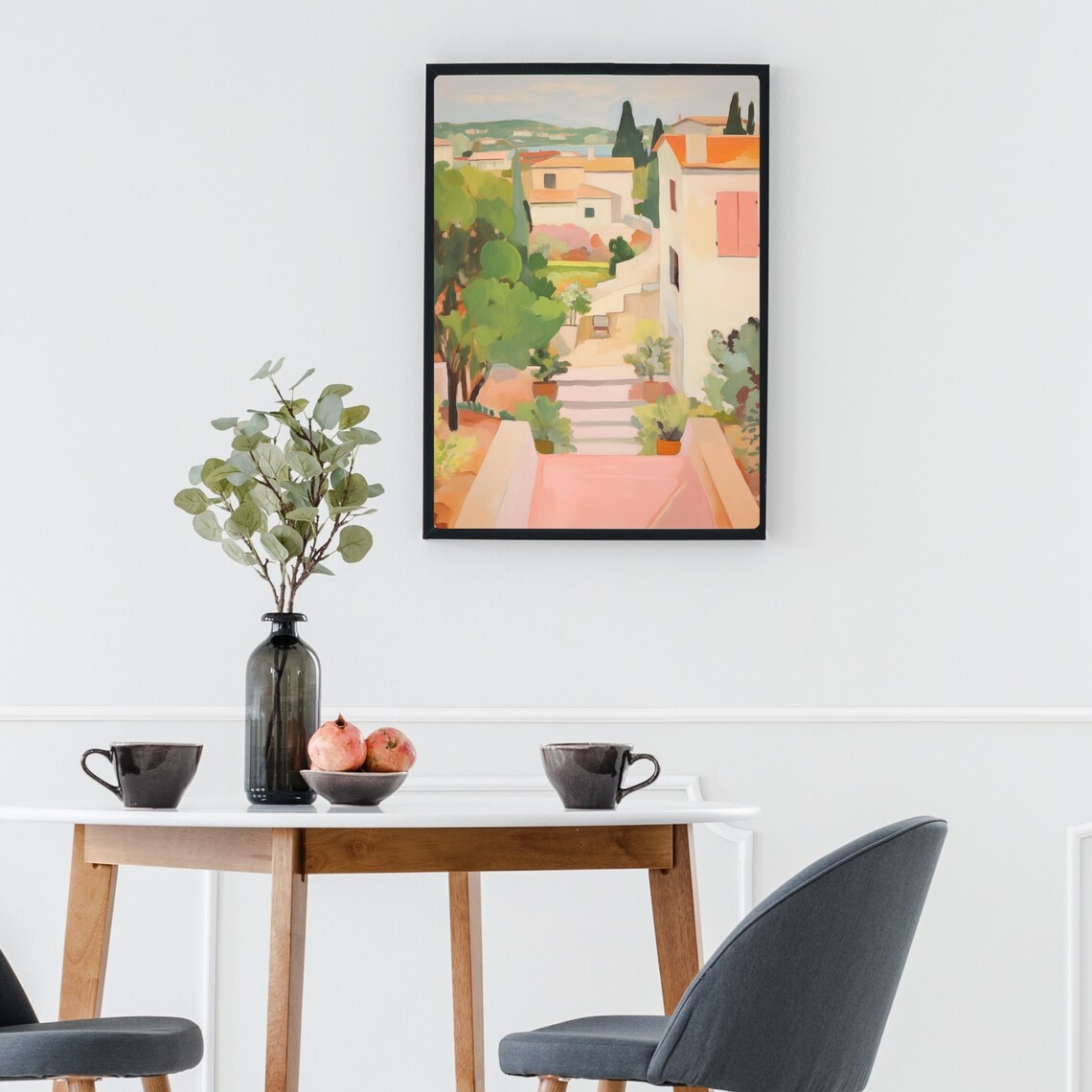 Provence France Village Staircase And Pink Shutters Watercolor Poster - Image 2