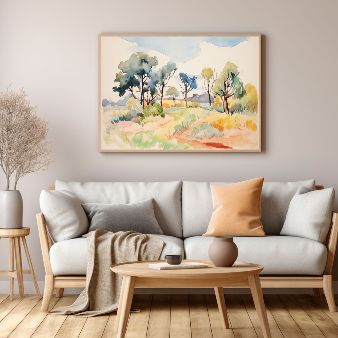 Abstract Tree Landscape, Colorful Watercolor Art Print - Image 2