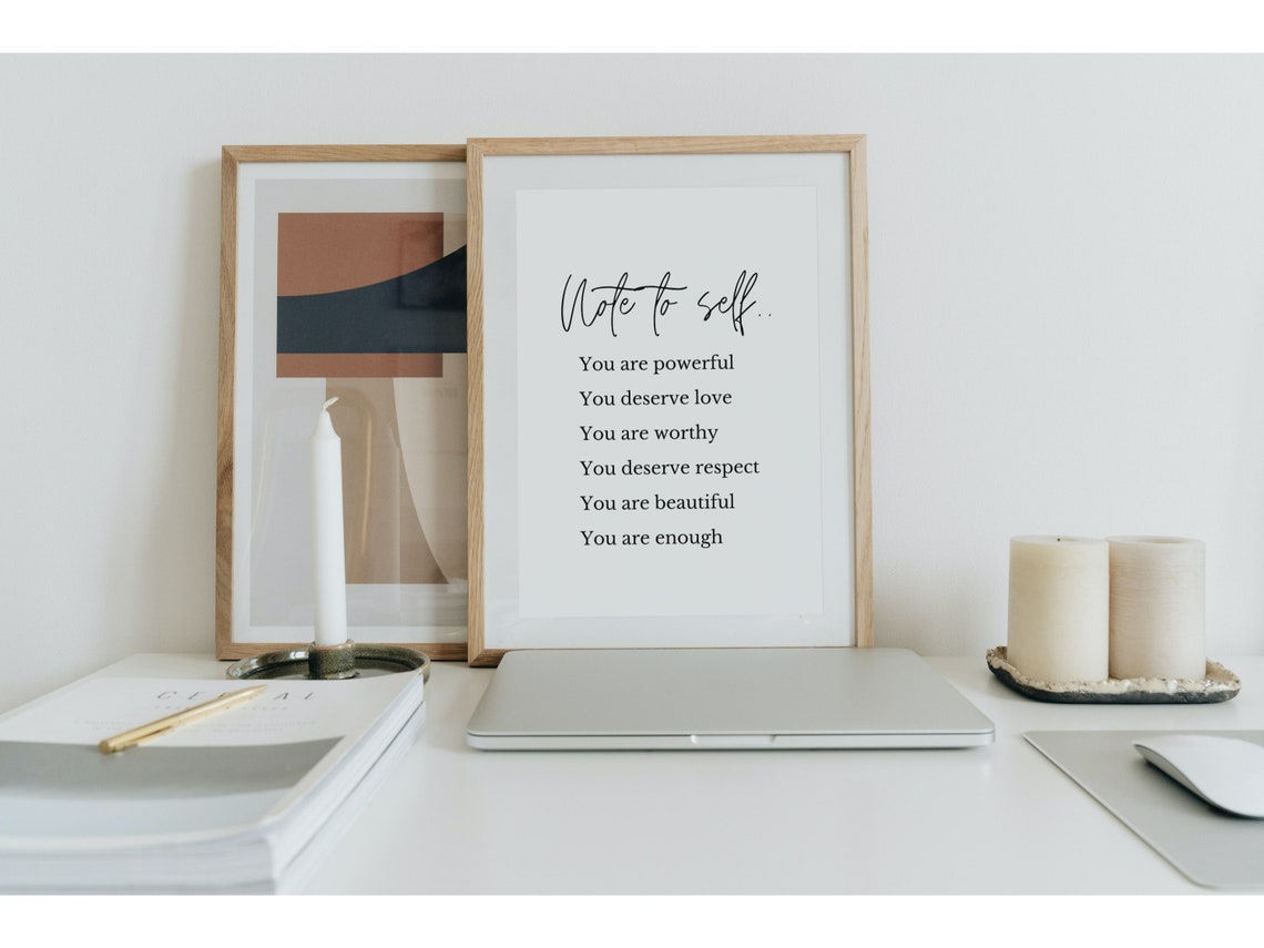 Note To Self Powerful Worthy Enough Affirmation Quote Poster - Image 3