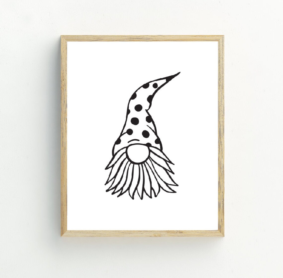 Black And White Gnome Polka Dot Hat Cute Holiday Christmas Wall Art - Image 2