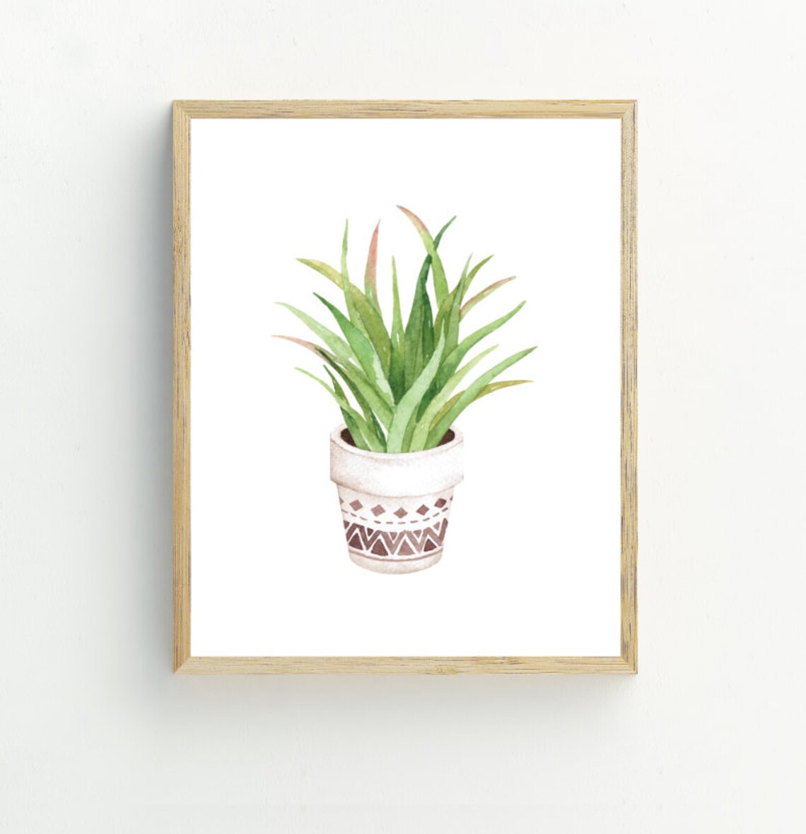 Potted Succulent Watercolor Plant Boho Houseplant Wall Art Print