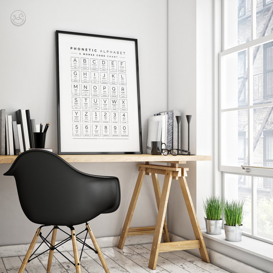 Phonetic Alphabet And Morse Code Reference Chart Monochrome Poster - Image 2