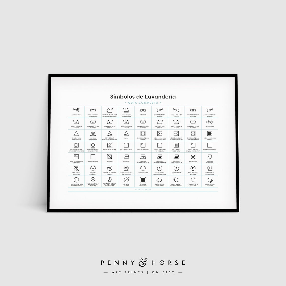 Spanish Laundry Symbols Complete Guide Minimalist Laundry Wall Poster