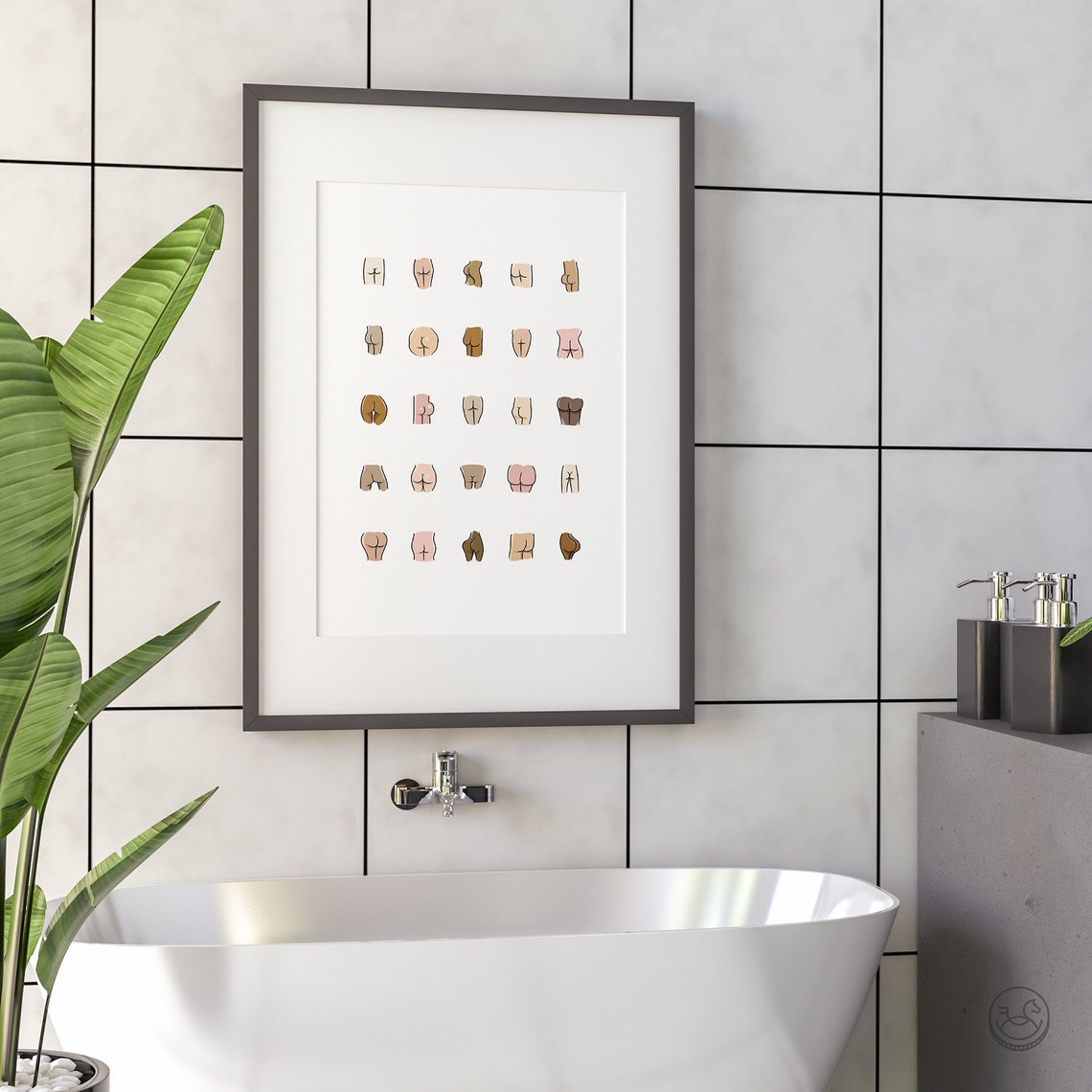 All Bums Welcome Peachy Funny Body Positive Bathroom Art Poster - Image 4
