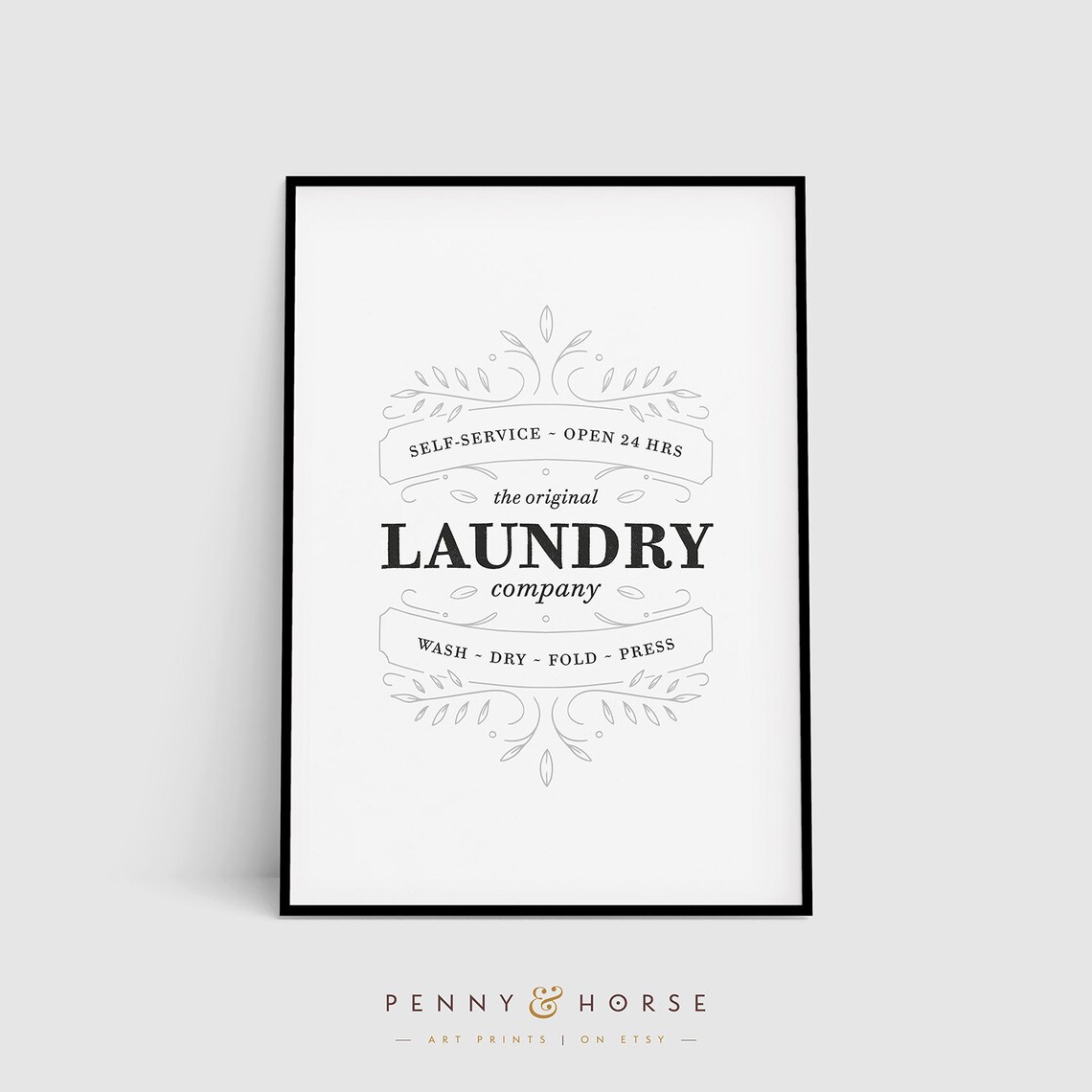 Vintage Laundry Typography Print, Laundry Sign - Image 3